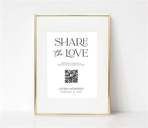 Modern Luxe Share The Love Photo Sign With Qr Code Guest Etsy Boho