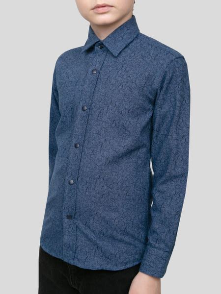 Рубашка Мальчики Brostem синий Длинный Хлопок, Кашемир Абстракция ...