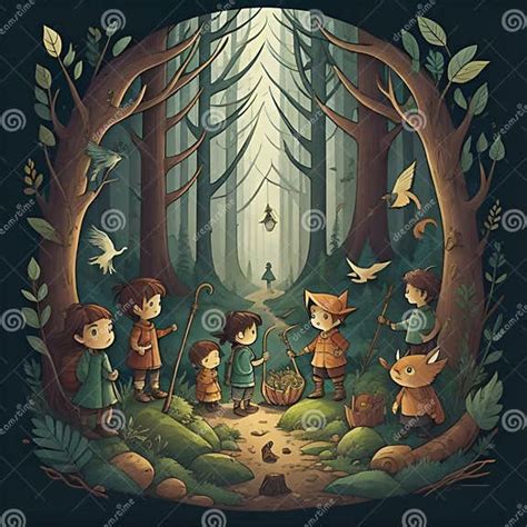 cartoon illustration  kids   forest fantasy forest background
