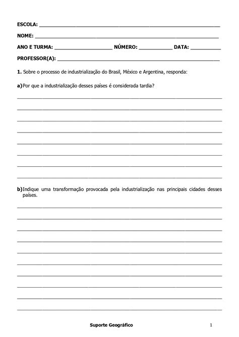 º Ano Prova sobre América Latina