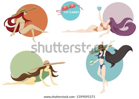 Set Vector Sexy Girl Bikini Swimsuitset Stock Vector Royalty Free Shutterstock