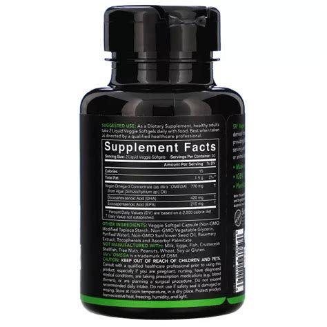 Омега-3 для веганов (Vegan Omega-3) 770 мг 60 капсул Sports Research ...