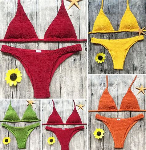 Hot Sexy Women Bikini Set Push Up Padded Bra Swimsuit Bandage Swimwear Triangle Bathing Suit Hot