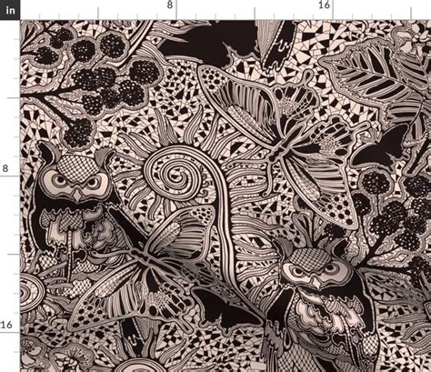 Black Magic Lace Nude Fabric Spoonflower Fabric Black Magic Black