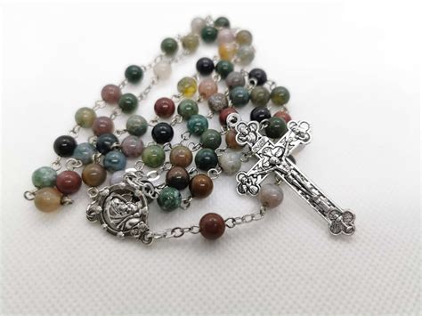 Indian Agate Rosary Necklace • The Green Crystal