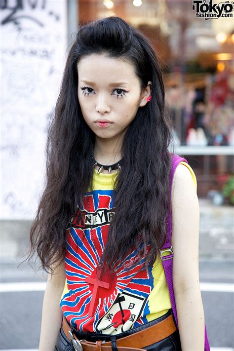 Punky Harajuku Girl In Nude N Rude Fishnets Studded Platforms Tokyo Fashion