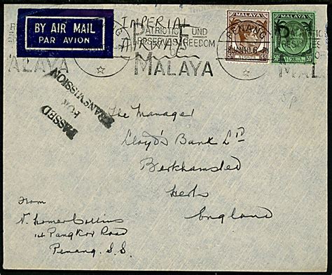 C Og C George Vi P Luftpostbrev Fra Penang D Til