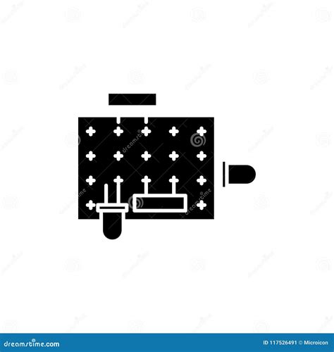 Microchip Black Icon Concept Microchip Flat Vector Symbol Sign