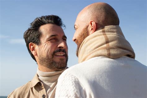 Affectionate Gay Couple Looking At Each Other Stock Image Image Of Casual Closeup
