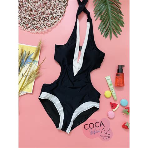 Coca Bikini Piece Swimsuit With Black Coated Waist Shopee Philippines