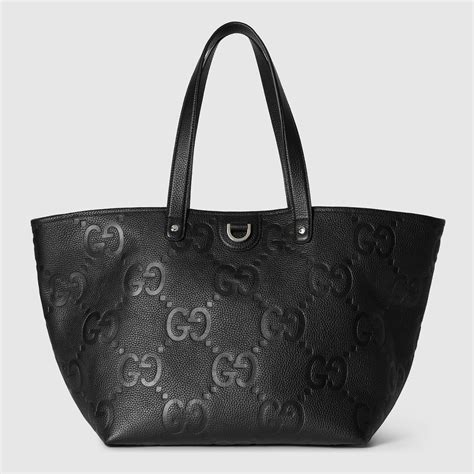 GG jumbo medium tote bag in black GG leather | GUCCI® US