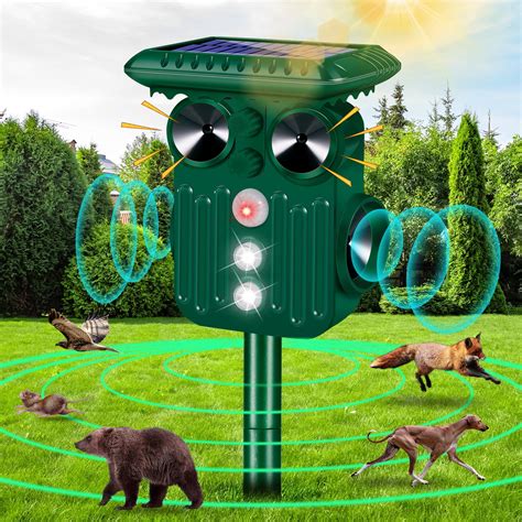Jahy2Tech Solar Ultrasonic Animal Repeller, 360° Motion Sensor ...