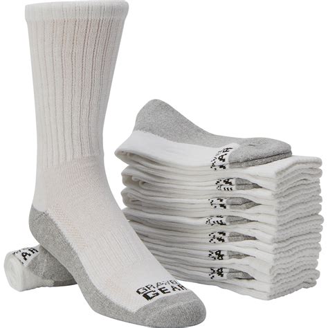Gravel Gear Men's Premium Crew Work Socks — 8 Pairs, White | Northern Tool