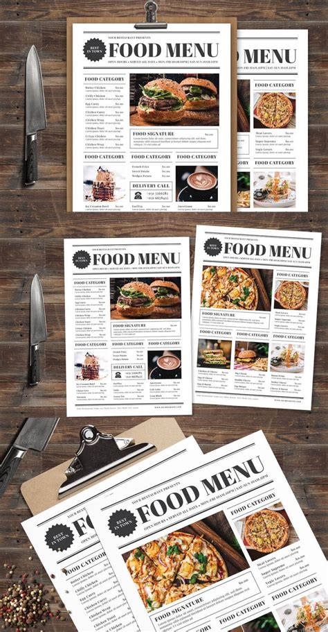 Newspaper Food Menu Food Menu Food Menu Template Food