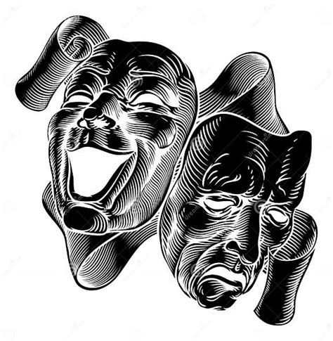 Theater Or Theatre Drama Comedy And Tragedy Masks Stock Vector