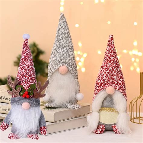 Natal gnome de pelúcia papai noel boneca decoração sem rosto gonk anão