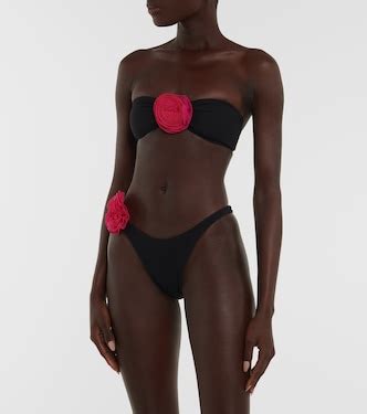 Rose Applique Bandeau Bikini Top In Black Same Mytheresa