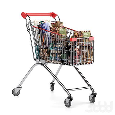 Тележка супермаркета с продуктами - Магазин - 3D модель