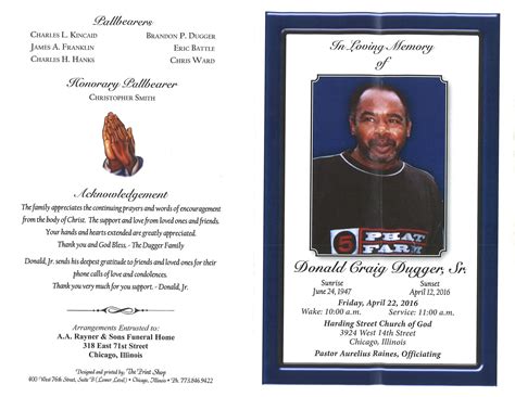 Donald Craig Dugger Sr | AA Rayner and Sons Funeral Homes