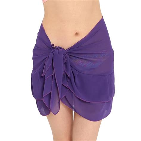 Sexy Swimwear Women Beach Skirt Double Layers Bikini Cover Up Ruffle Chiffon Cover Up Bikini