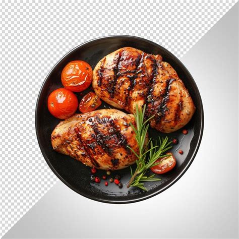 Grilled Chicken Or Roasted Bbq With Spices And Tomato Isolated On White