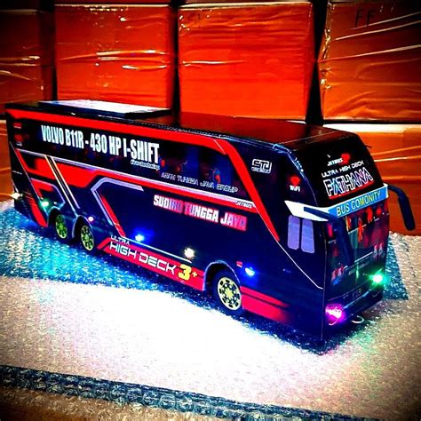 Jual Mainan Miniatur Bus Telolet Basuri AKAP Dobel Deker 45cm Ful