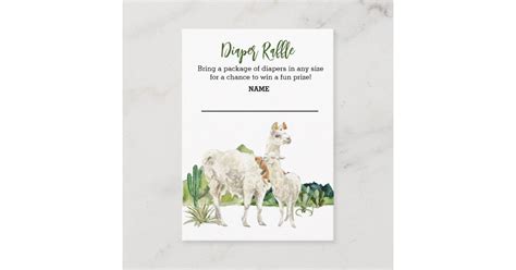 Llama Mama Watercolor Diaper Raffle Baby Shower Enclosure Card Zazzle