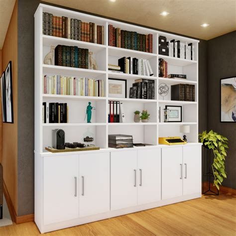 Estante De Livros Grande - Estante para Livros 6 Portas 15 Prateleiras Branco 1287 - Foscarini
