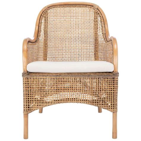 Charlie Rattan Accent Chair W Cushion In Dark Natural White By