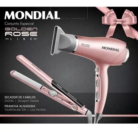 Kit Secador E Prancha Mondial Kt Golden Rose Line V