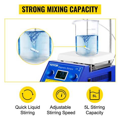 Vevor Magnetic Stirrer Hot Plate Ml Capacity C F Max Temp Ceramic Coated Lab