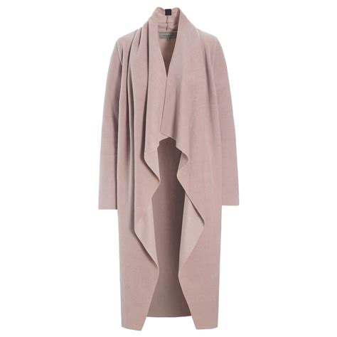 Henriette Steffensen High Neck Nude Waterfall Long Fleece Cardigan In Nude