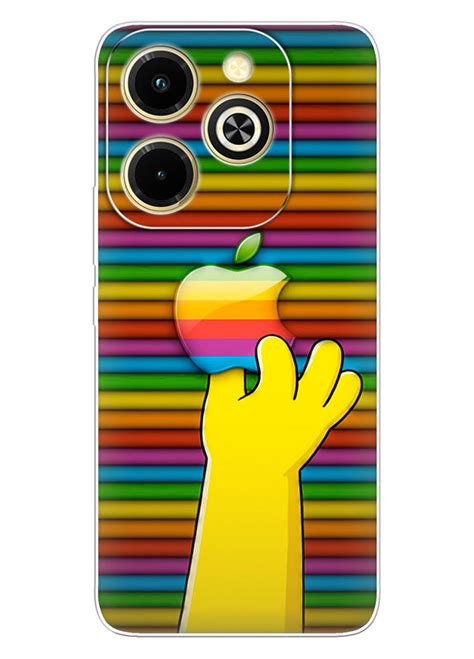 Бампер для Infinix Hot i The Simpsons Симпсоны Гомер Симпсон держит радужный логотип Apple
