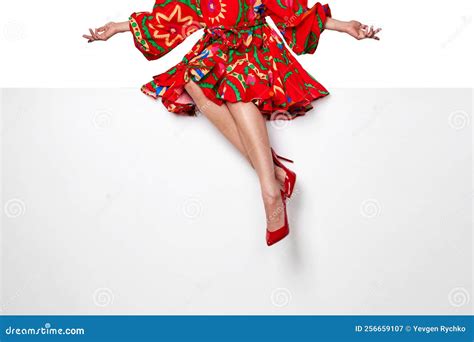 Legs Woman Wearing Red Dress And High Heels Shoes Stock Image Image
