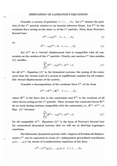 SOLUTION: Derivation of lagrange equation - Studypool