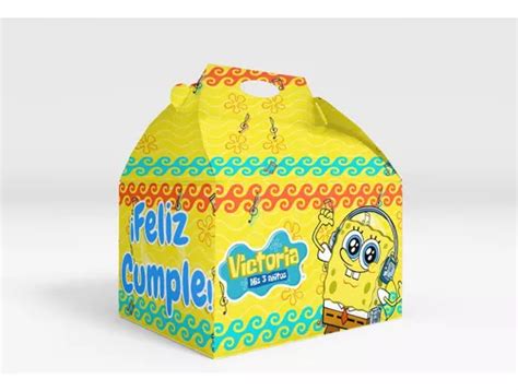 Caja Dulcera Bolo Aguinaldo Box Lunch Bob Esponja Env O Gratis