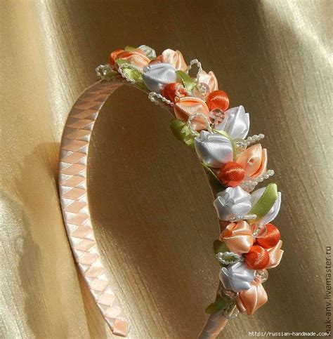 Тюльпанчики из ленточек для детского ободка - Russian-Handmade.com