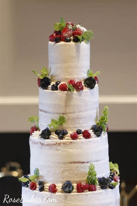Semi Naked Sugared Berries Winter Wedding Cake