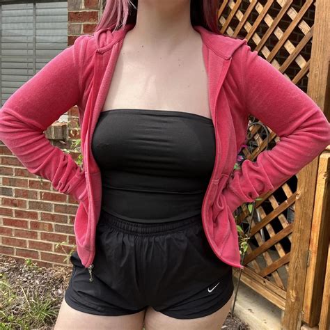 Vintage Juicy Couture Hot Peachy Pink Born Juicy Zip Depop