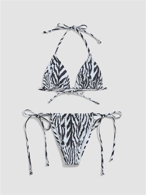 Triangel Bikini Set Mit Zebra Print Cider