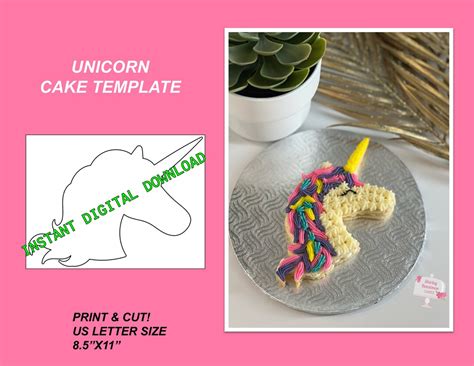 Unicorn Cake Template Instant Digital Download - Etsy