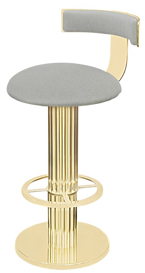 Set Of Four Excalibur Bar Stools In Channeled Brass By Design For