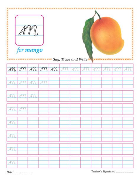 Cursive Small Letter M Practice Worksheet Download Free Cursive Small