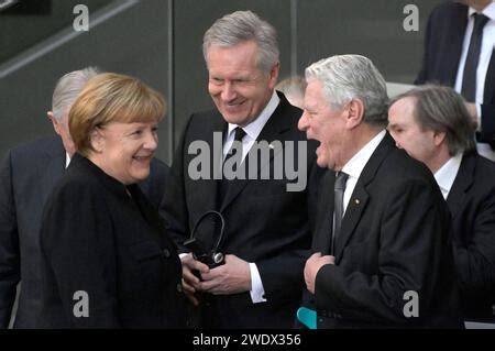 Angela Merkel Christian Wulff Und Joachim Gauck Beim Trauerstaatsakt