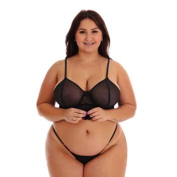 Conjunto Lingerie Plus Size Sexy Aro E Tule Transparente Apenas
