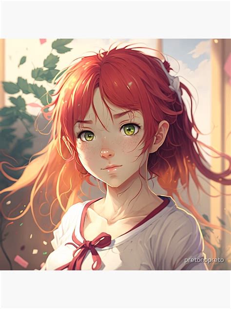 Cute Redhead Anime Girl Poster For Sale By Pretonopreto Redbubble