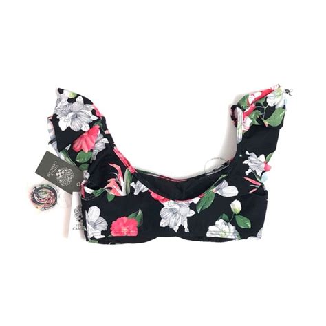 Vince Camuto Swim Vince Camuto Tropical Ruffle Bandeau Bikini