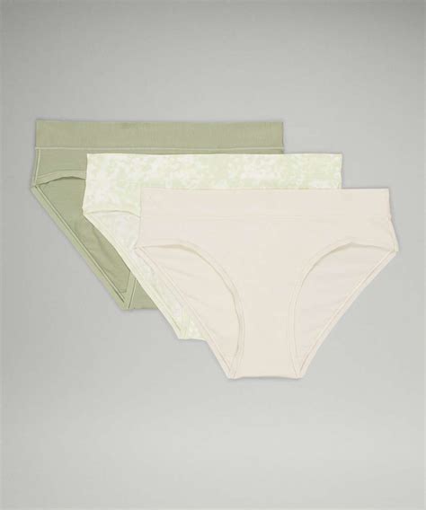 Lululemon UnderEase Mid Rise Bikini Underwear 3 Pack Laurel Green