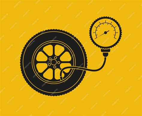Premium Vector | Tire fitting pump car wheel and tire pressure gauge in