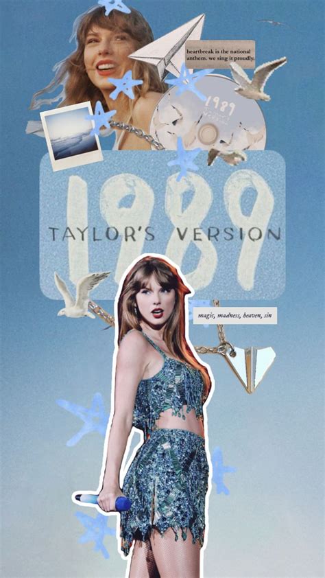 a collage of taylor's version of the 1989 album, featuring an image of ...